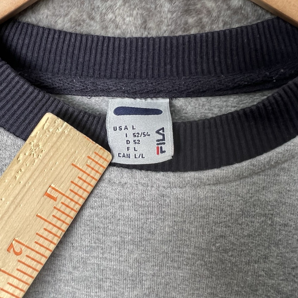 Vintage Y2K FILA Sweatshirt Men's Large Grey Crewneck Spell Out Embroidered - Picture 3 of 6